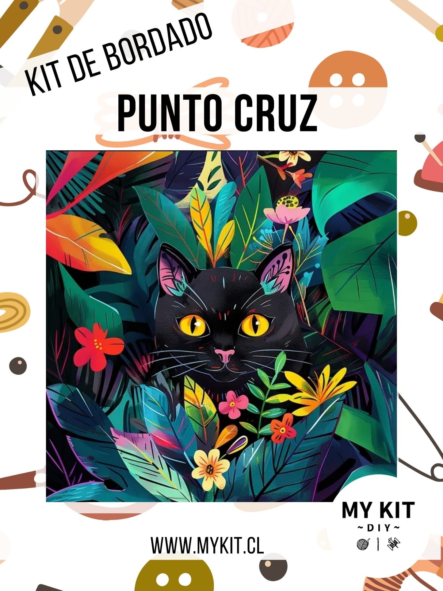 Kit punto cruz - Gato tropical