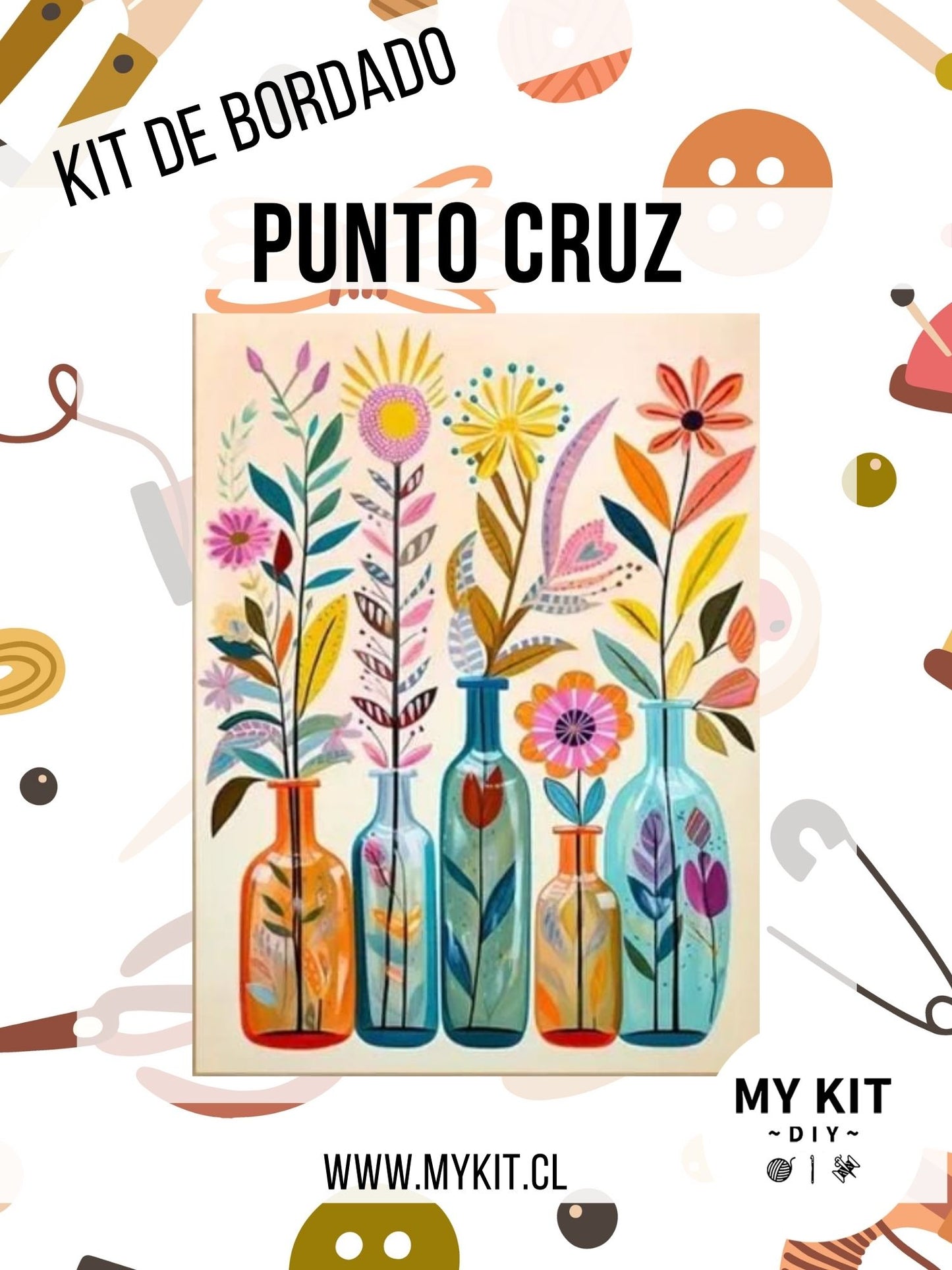 Kit punto cruz - Floreros