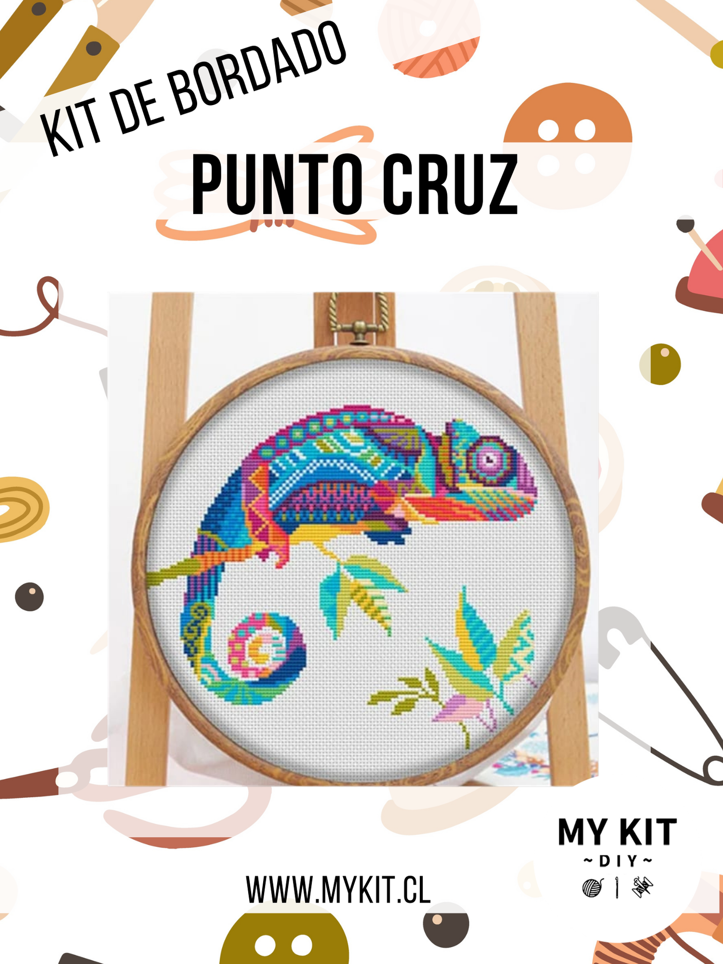 Kit punto cruz - Camaleón