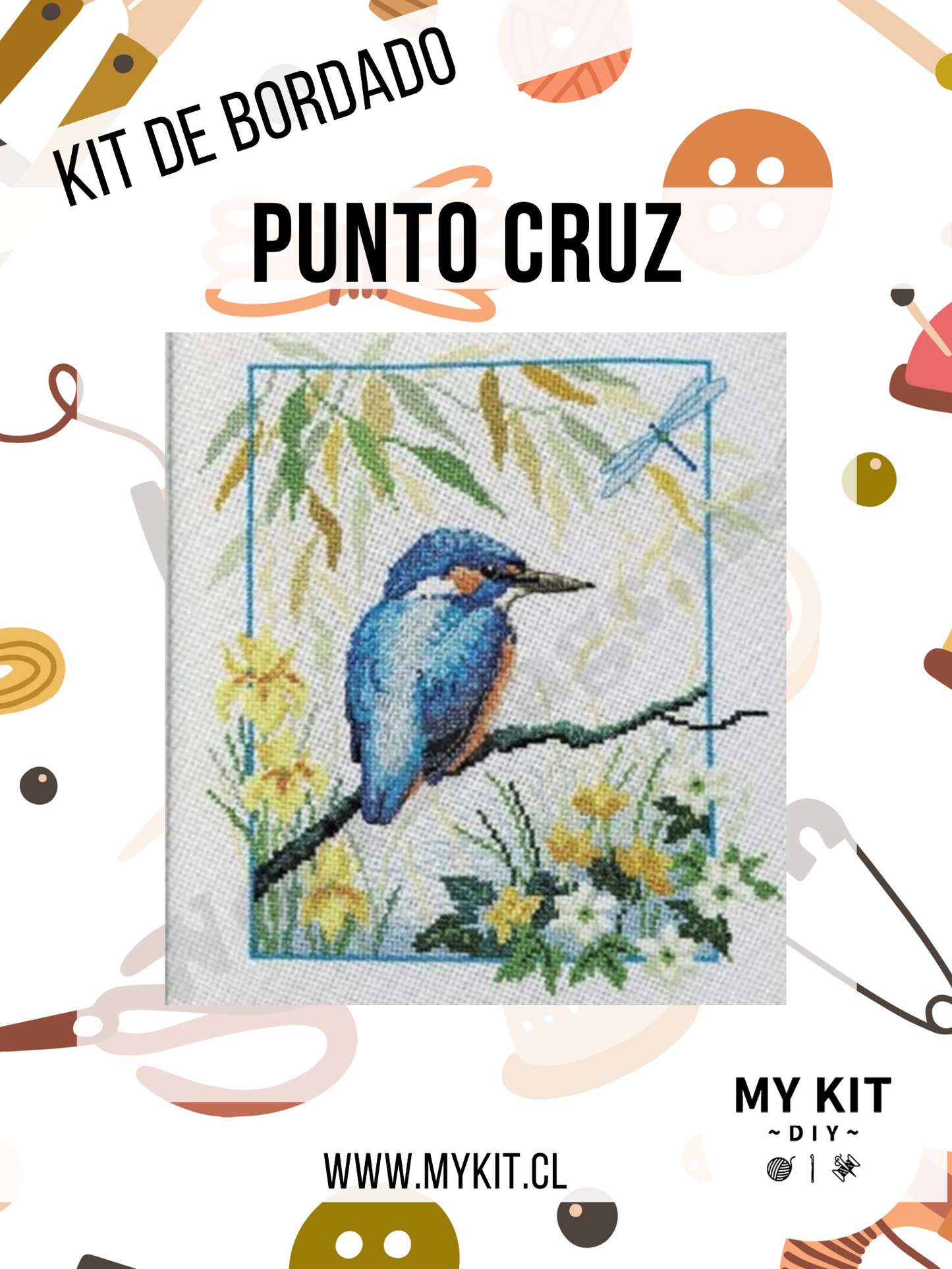 Kit punto cruz - Martin pescador