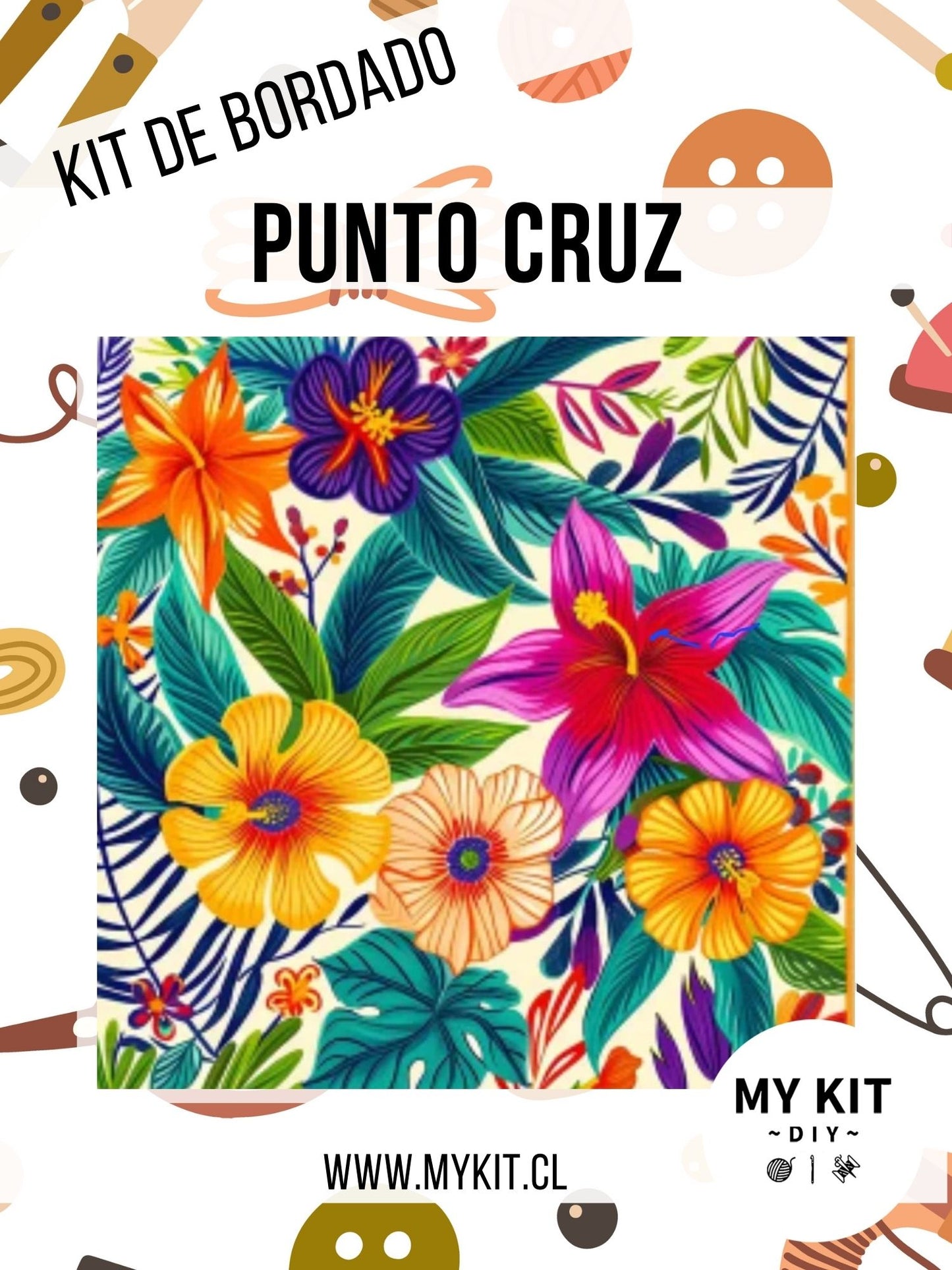 Kit punto cruz - Flores tropicales