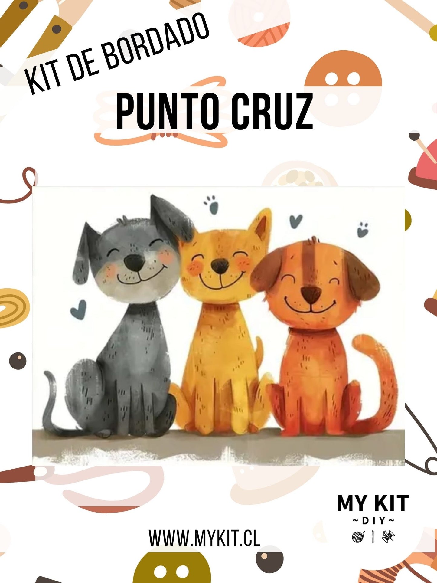 Kit punto cruz - Perritos