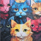 Kit pinta con diamantes 40x50 cm - Muchos gatos