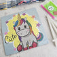 Kit pinta con diamantes 20x20 cm con atril - Unicornio