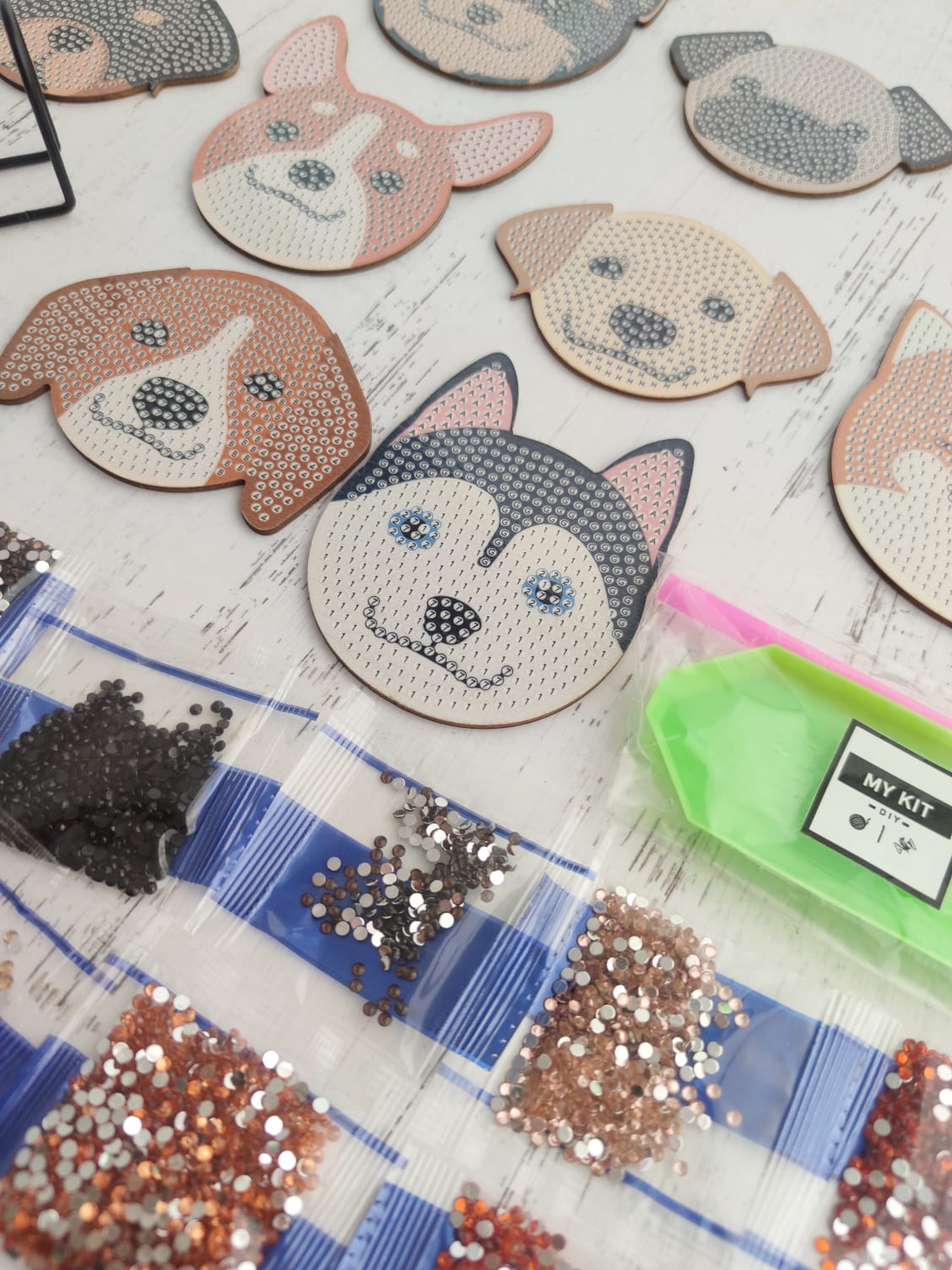 Kit Posavasos pinta con diamantes - Perros