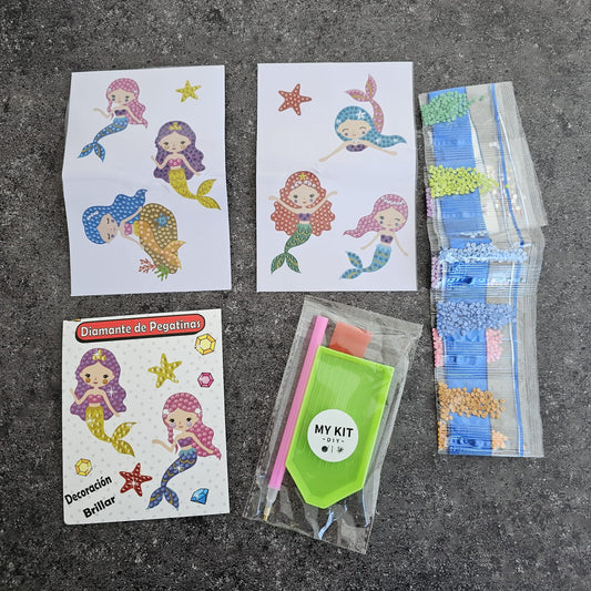 Kit stickers pinta con diamantes - Sirenas