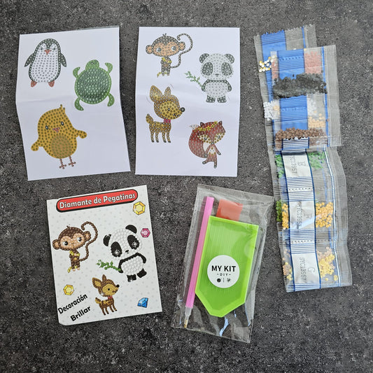 Kit stickers pinta con diamantes - Animales de la selva