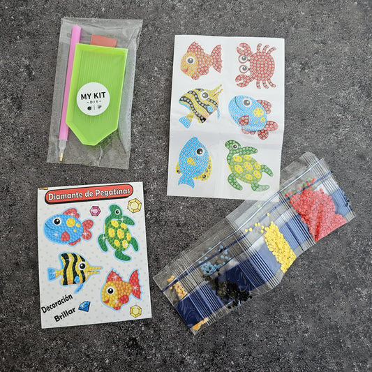 Kit stickers pinta con diamantes - Pescados