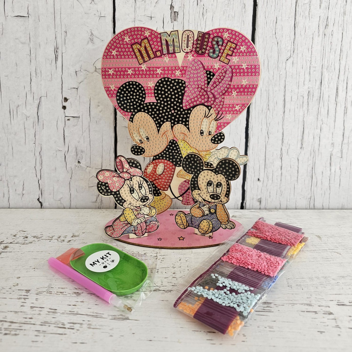 Kit pinta con diamantes adorno madera - Minnie