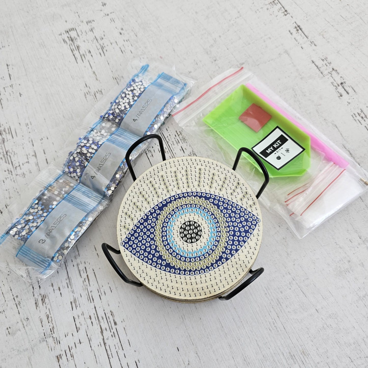 Kit posavasos pinta con diamantes - Ojos